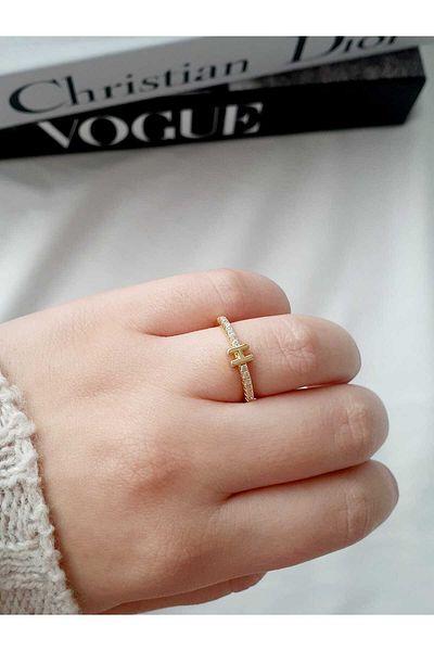 bijoux uniques Waterway Zircon Stone Letter H Adjustable Gold Ring
