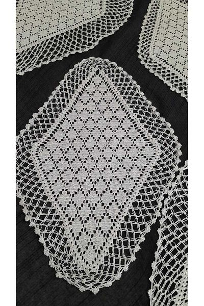 Papatyam 1 Piece Lace Set - 27X40 Coffee Table Cover, 22X33 Flush Rope, 29X19 Handcrafted Knitting