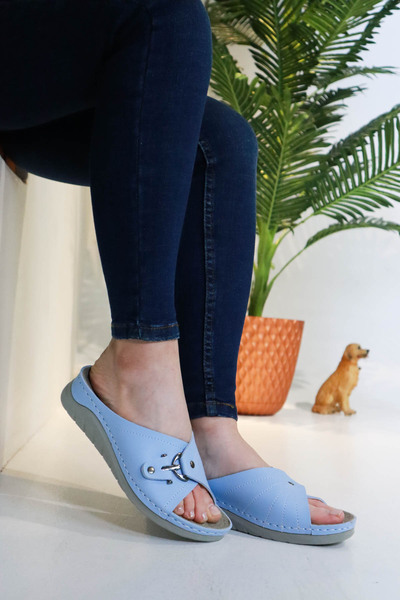 sermoda Baby Blue - Soft and Lightweight Thick-Soled Anchor Buckle Women's Sports Slippers