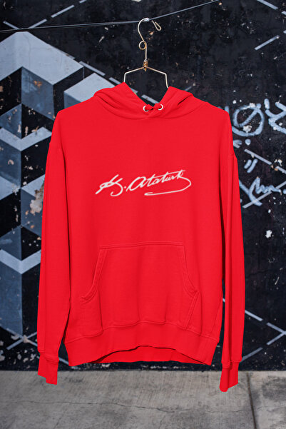 MG ATATÜRK BASKILI UNISEX PAMUKLU UZUN KOLLU ŞARDONLU 3 İPLİK KAPŞONLU SWEATSHIRT