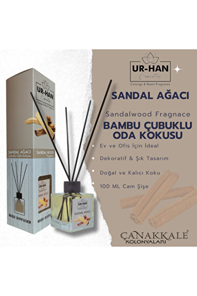 UR-HAN COSMETİCS SANDAL AĞACI Bambu Çubuklu Oda Kokusu 100 ML Cam Şişe