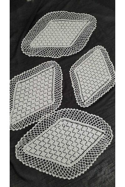 Papatyam 1 Piece Lace Set - 27X40 Coffee Table Cover, 22X33 Flush Rope, 29X19 Handcrafted Knitting
