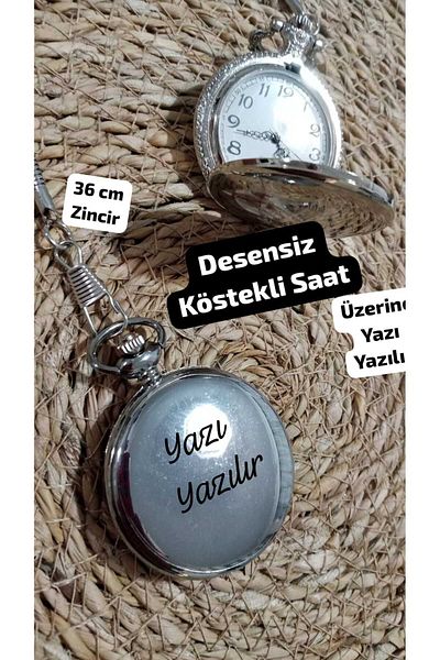 Brality Luxury Chain Clock (Silver Color Without Pattern) (with Lettering and Illustration) (with 36 cm Chain) 0053