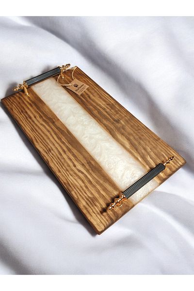 websunday Handmade Epoxy Natural Wood Tray, Promise Tray, Coffee Presentation Tray