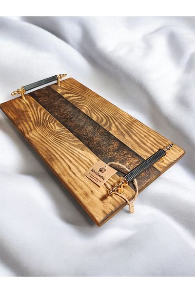 websunday Handmade Epoxy Natural Wood Tray, Promise Tray, Coffee Presentation Tray