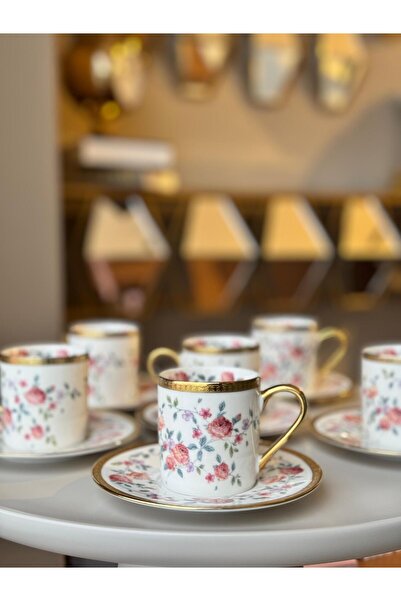 ROY KING Royking Felicity 6 Lı Kahve Fincan Takımı Cyd002 Pembe Çiçek