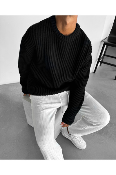 elkumoda Oversize Loose Pullover Non-Pilling Crew Neck Stylish and Comfortable Loose Fit Knitwear Sweater