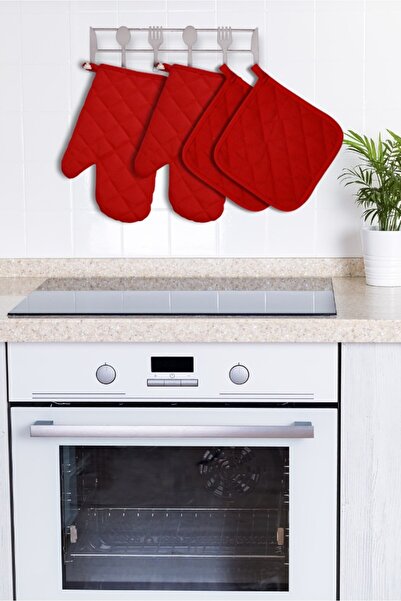 Home Oven Gloves and Pot Holders Set - 2 Gloves - 2 Pot Holders) - Fireproof and Heat Resistant