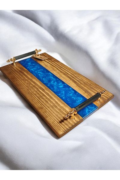 websunday Handmade Epoxy Natural Wood Tray, Promise Tray, Coffee Presentation Tray