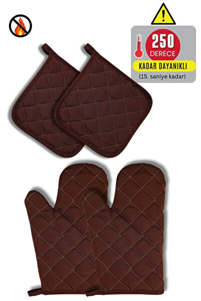 Home طقم قفازات وحاملات الفرن - 2 قفاز - 2 حامل) - مقاوم للحريق ومقاوم للحرارة