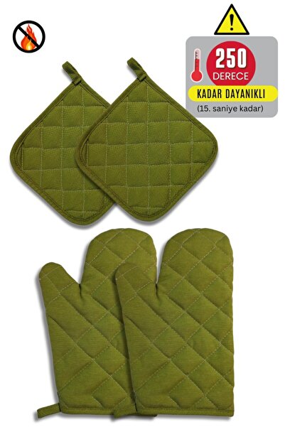 Home طقم قفازات وحاملات الفرن - 2 قفاز - 2 حامل) - مقاوم للحريق ومقاوم للحرارة