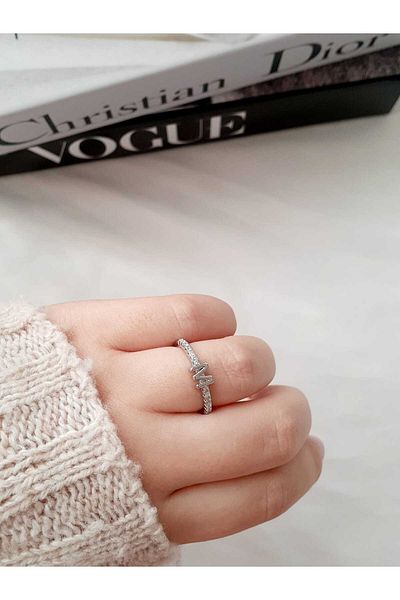 bijoux uniques Waterway Zircon Cubic Zirconia Letter m Adjustable Silver Ring