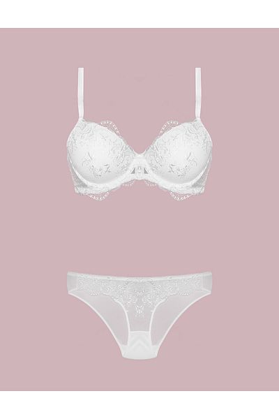Loule Women's Covered Lace & Panty, Unpadded Bra & Lingerie Set
