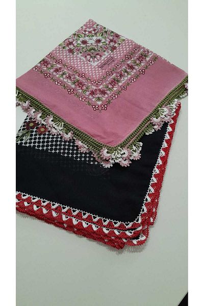 Papatyam Handcrafted 2Pcs Crochet Embroidered Writing/Crochet Embroidery/Crochet Embroidery Emeni/Vintage/Calkin/Dowry Yemeni/Polyester/