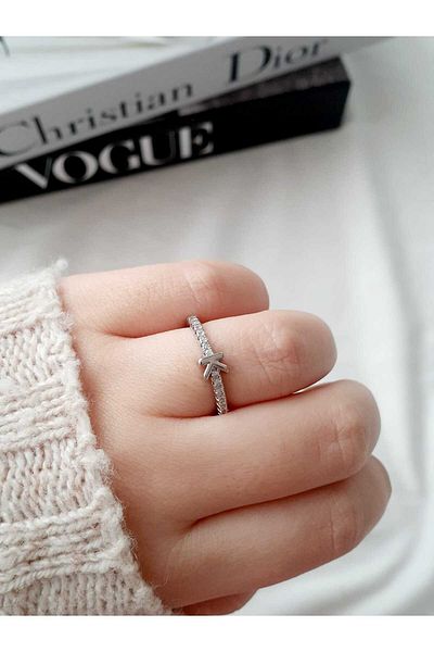 bijoux uniques Waterway Zircon Cubic Zirconia Letter K Adjustable Silver Ring