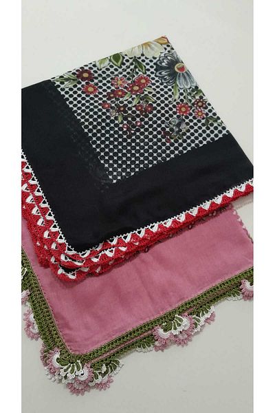 Papatyam Handcrafted 2Pcs Crochet Embroidered Writing/Crochet Embroidery/Crochet Embroidery Emeni/Vintage/Calkin/Dowry Yemeni/Polyester/