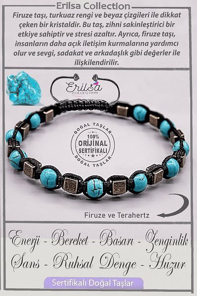 Erilsa Aaa+ Real Quality Terahertz Sphere Model - Turquoise Turquoise Stone Bracelet