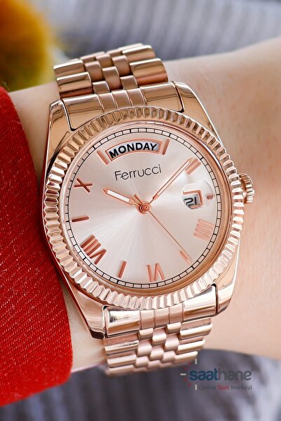 Ferrucci Bakır Rose Gold Takvimleri Aktif Kadın Kol Saati Fc.13024tm.02