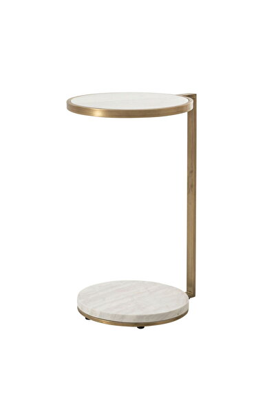 MUVA Concept Eleve Metal Modern Tasarım Yuvarlak Mermer Yan Sehpa