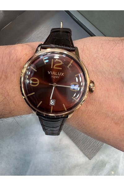 Vialux Vs819R-06Fr Brown Leather Belt Retro Men's Wrist Watch