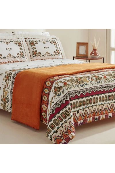 Karaca Home Runa 100% Baumwolle Doppelbett Bettwäsche Set mit Decke