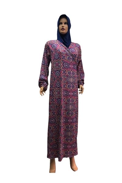 eflin Pink-Navy Blue Prayer Dress - Hijab Clothing, Wrapped Lace