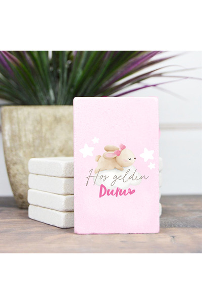 MagnesyaGift 24 Adet Flowpack Özel Poşetli Doğal Taş Magnet, Bebek Magneti, Bebek Hediyelik, UV Baskı