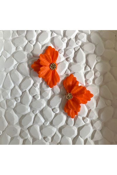 ACCESSORY Orange Flower Earrings Orange Polymer Clay Flower Earrings