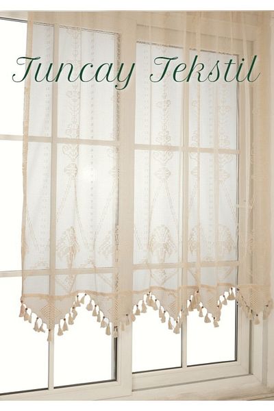 TUNCAY TEKSTİL Buldan Tulle Curtain Macrame Lace Handcrafted Lace Basement Curtain