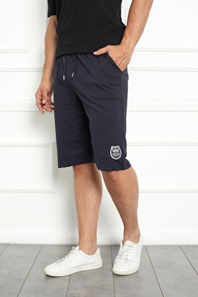 Tom John Erkek Şort Bermuda Kurt Armalı Beli Bağcıklı İpli Cepli Büyük Beden Geniş Beden Aralığı LACİ