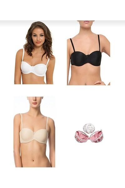 NBB 3520 Women's Supported Strapless Padded Bra with Wash Ball Gift 3 Pieces