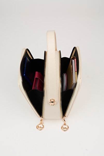 Vivaq Women's Hazer Cream 3 Compartment Lined Faux Leather Adjustable Strap Zipper Closure Hand and Shoulder Bag