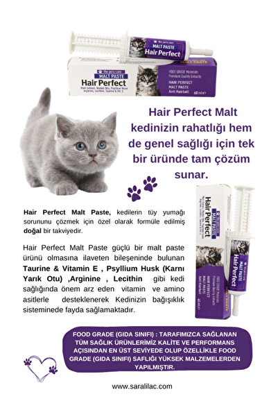 Saral İlaç Hair Perfect Malt Paste 60 Ml. ( Kıl Yumağı Önleyici + Vitamin Tak...