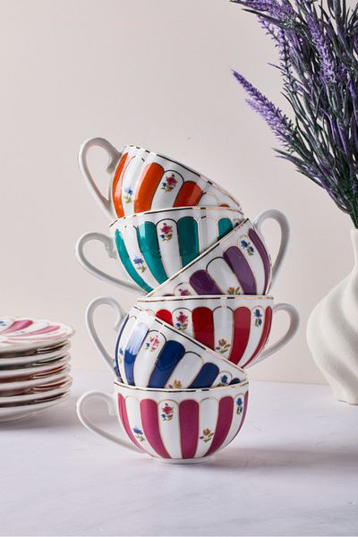 Perotti 12-Piece Porcelain Coffee Set for 6 People - Balat
