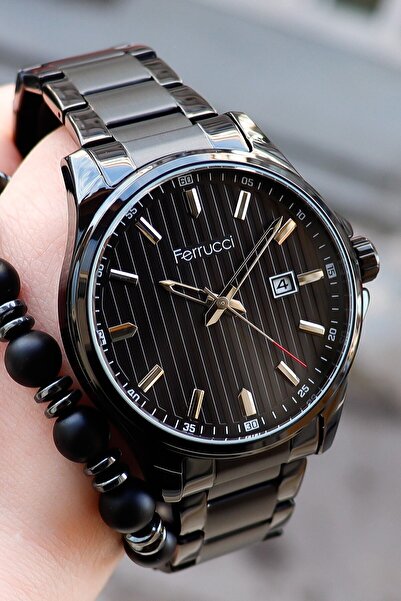 Ferrucci Men's Black Calendar Steel Wristwatch 178021