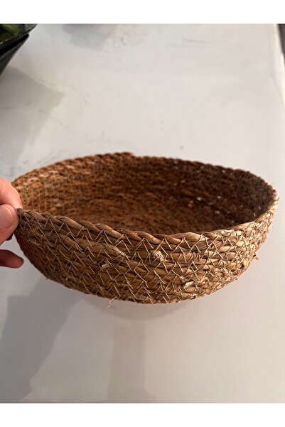 Hvc ticaret Yuvarlak Hasır Sepet Mutfak, Banyo, Dolap Içi Organizer 24 Cm