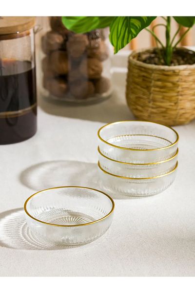 LC Waikiki Lcw Colorless Patterned Glass Bowl Set of 4 10 cm
