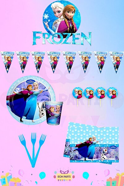ECM PARTI Elsa Frozen Temalı 8 Kişilik Mini Doğum Günü Parti Seti