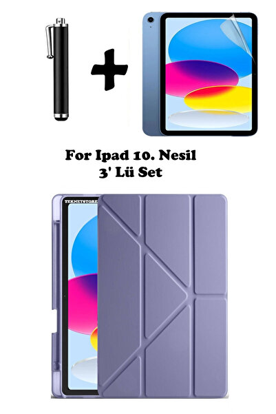 TEKNETSTORE İpad 10. Nesil Kılıf/Ekran Koruyucu/Kalem Seti Silikon Arka Kapak...