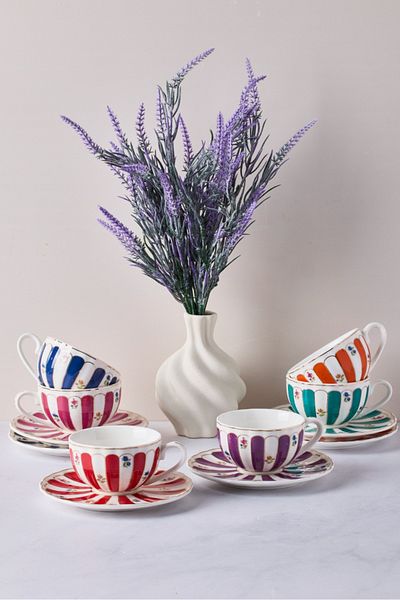Perotti 12-Piece Porcelain Coffee Set for 6 People - Balat