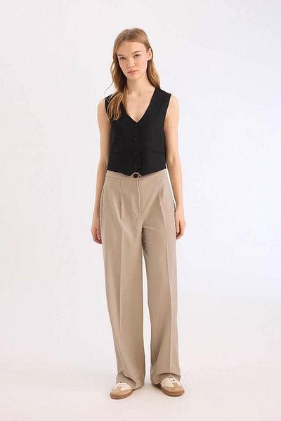 DeFacto High Waist Wide Leg Basic Pants - C6402Ax25Sp
