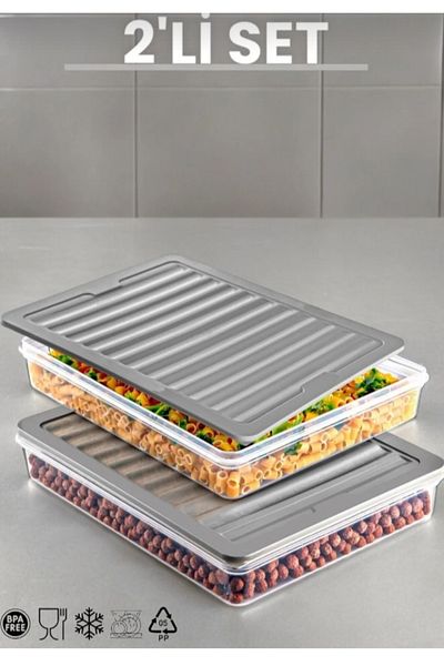 VİZYON Horizontal Covered Storage Container Refrigerator Organizer Freezer Container