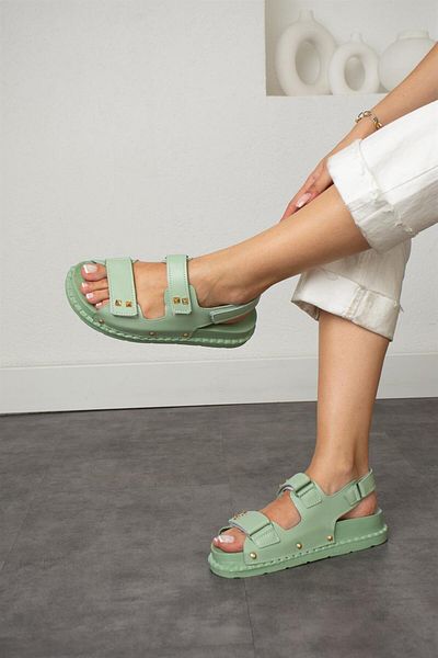 ShoeTek Alanis Γυναικεία Σανδάλια Mint Green Leather