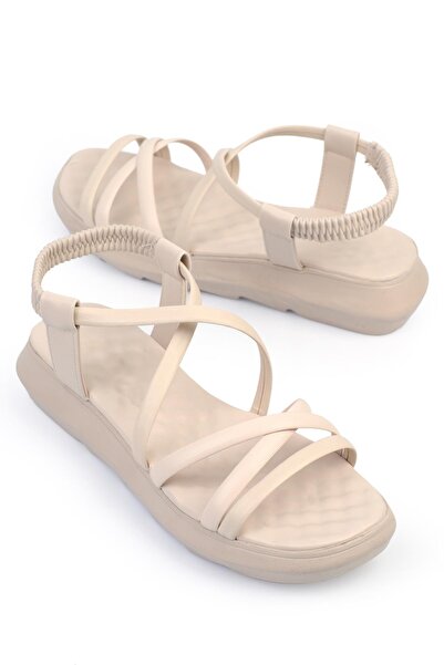 ShoeTek Sandale de damă Dylla din piele bej - cu bretele încrucișate