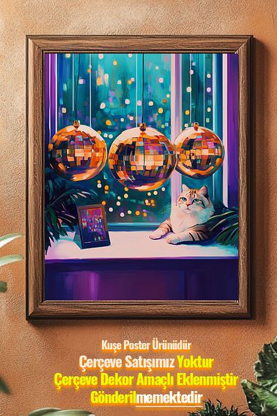 Taranist Αφίσα - Πολύχρωμη αφίσα Disco Ball Cat Matisse Fauvism