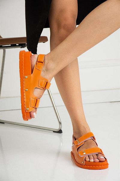 ShoeTek Alanis Women's Sandals Orange Leather