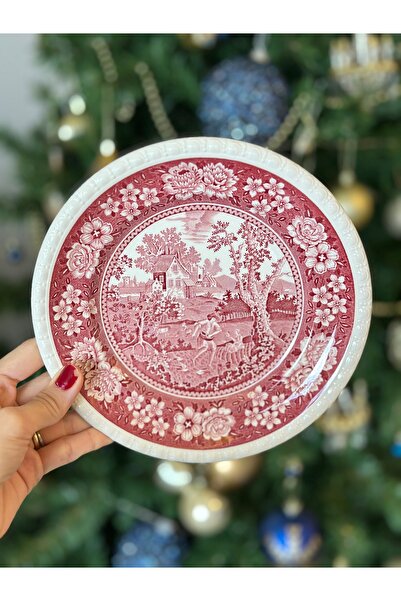 Villeroy & Boch طبق كيك أحمر ريفي من البورسلين العتيق من Villeroy Boch مقاس 21 سم