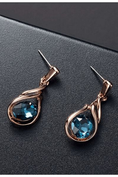 takıbahçesi Flame Water Drop Necklace Earrings Jewelry Set for Women Stylish Elegant