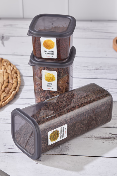 Home Dina 64-Piece Square Storage Kit - Food and Pulses with 8X(300Ml500Ml1100Ml1700Ml) Labels