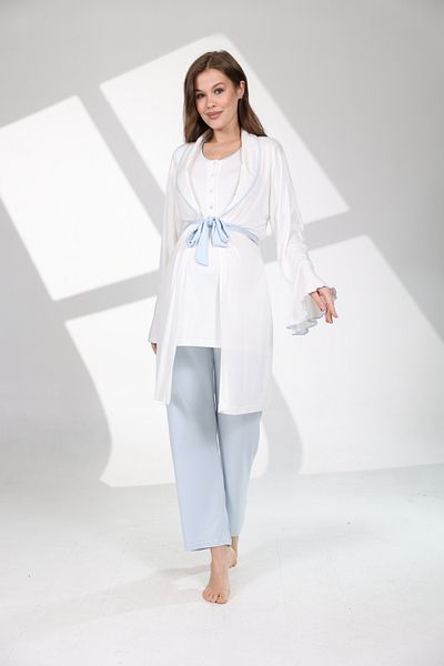 Rimel Homewear Set pijama de maternitate cu mâneci volante din bumbac